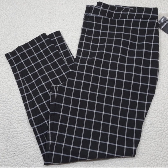 plus size black and white checkered pants
